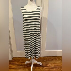 GAP Green and Cream Striped Midi Dress
